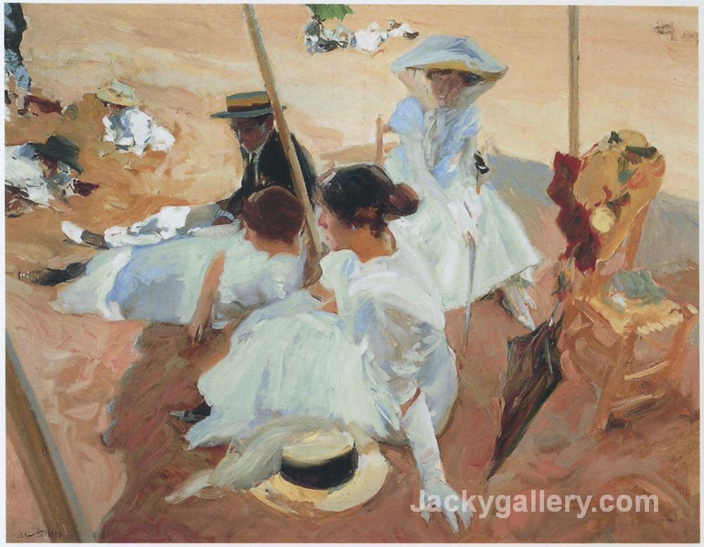 Under the sawning at Zarauz beach by Joaquin Sorolla y Bastida paintings reproduction